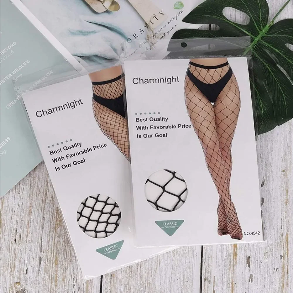 2 Pair High Waist Tights Fishnet Stockings Thigh